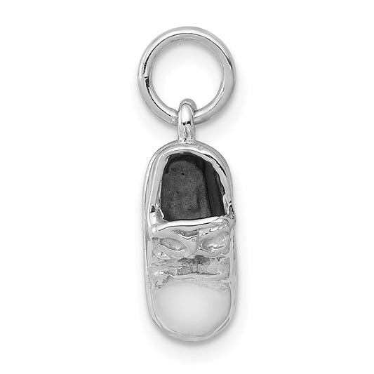 14k White Gold  3D White Gold Baby Shoe Charm