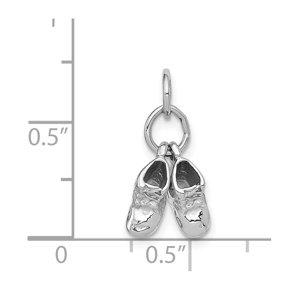 14k White Gold 3D Moveable White Gold Baby Shoes Charm