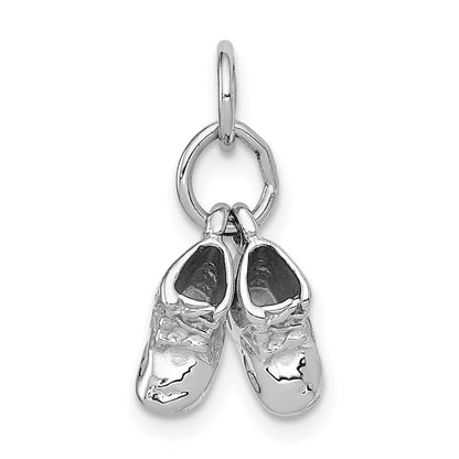 14k White Gold 3D Moveable White Gold Baby Shoes Charm
