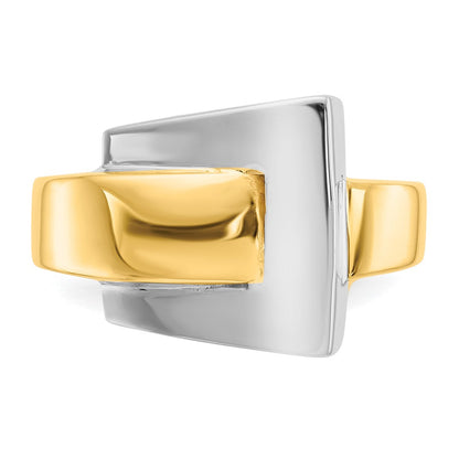 14k Two-Tone Gold Polished Buckle Ring