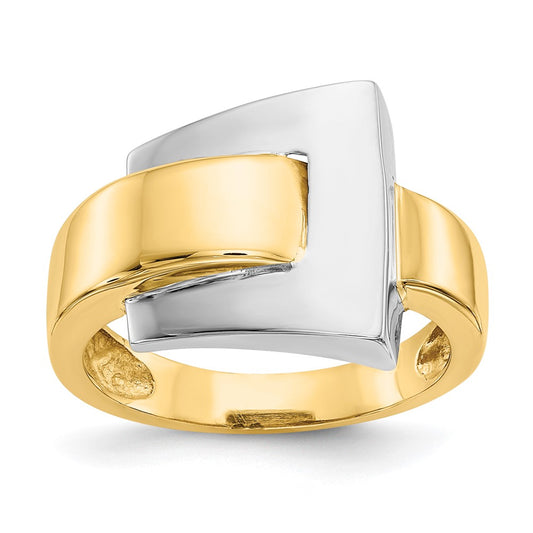 14k Two-Tone Gold Polished Buckle Ring
