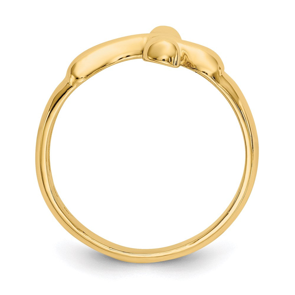 14K Yellow Gold Polished Freeform Cross Ring