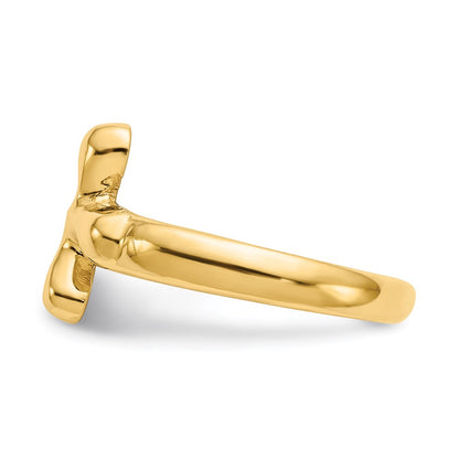 14K Yellow Gold Polished Freeform Cross Ring