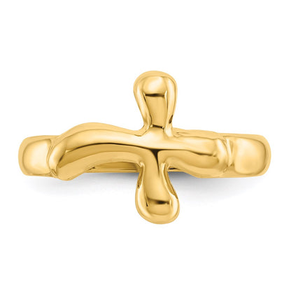 14K Yellow Gold Polished Freeform Cross Ring