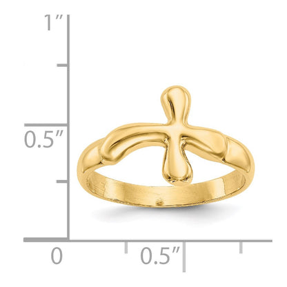 14K Yellow Gold Polished Freeform Cross Ring