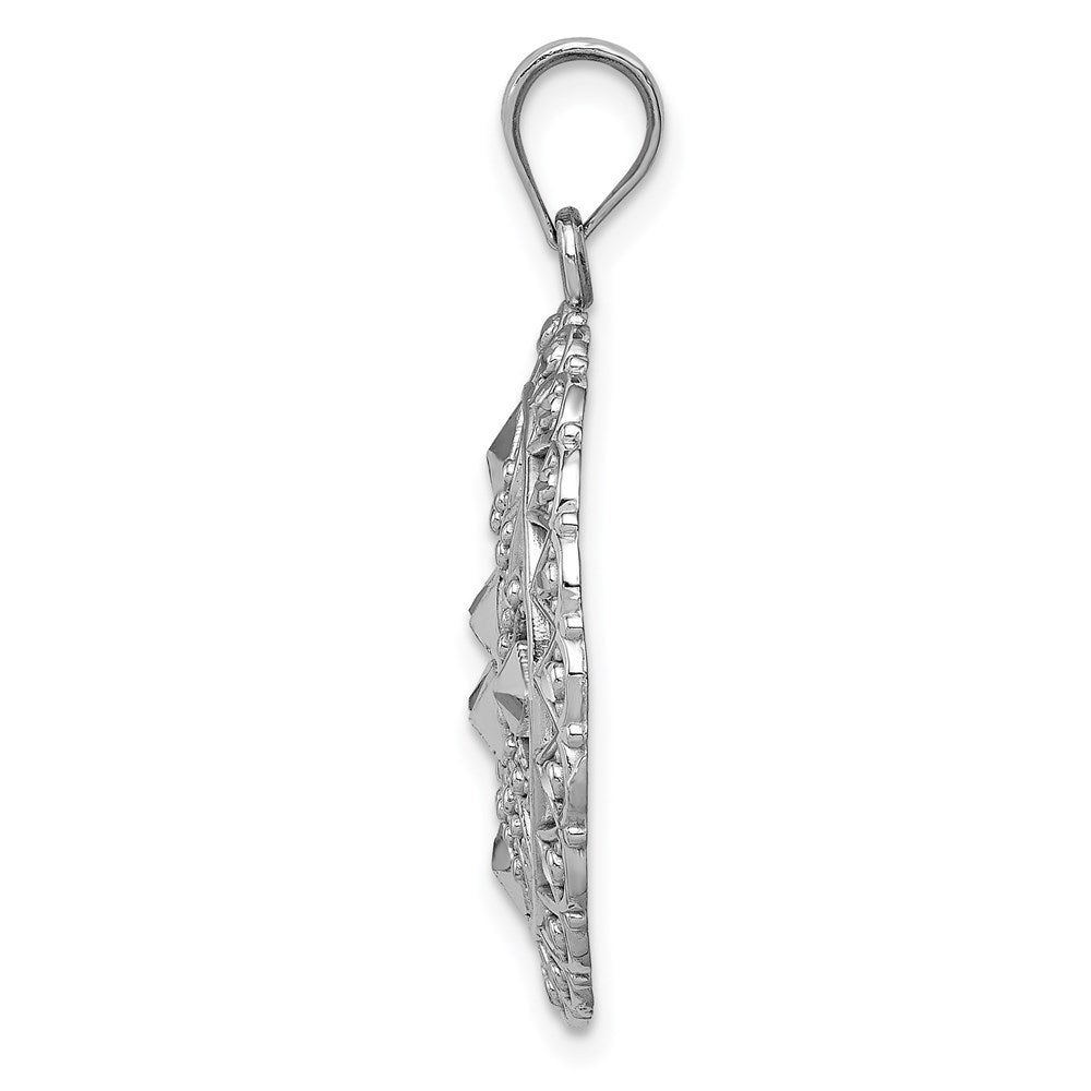 14k White Gold Diamond Cut Fancy Pendant