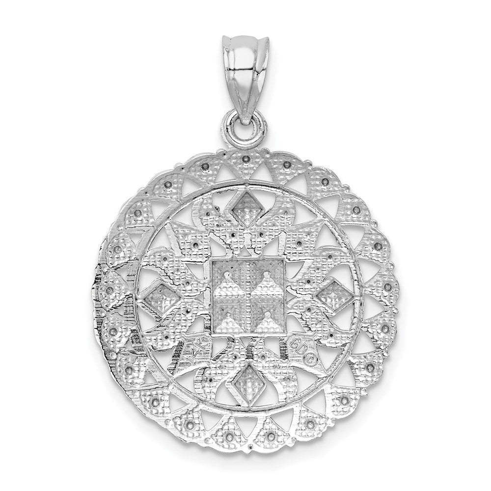 14k White Gold Diamond Cut Fancy Pendant