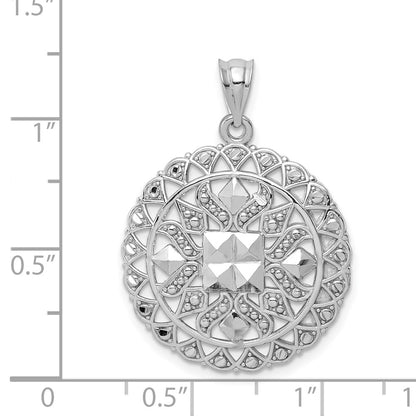 14k White Gold Diamond Cut Fancy Pendant