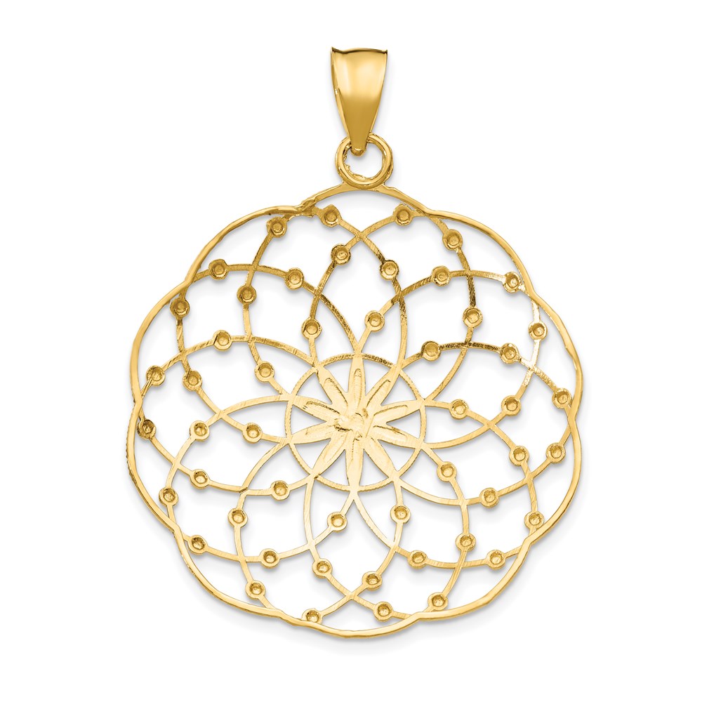 14k Yellow & Rhodium Gold Rhodium Diamond Cut Sphere Pendant