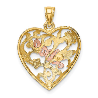 14k Two-tone Gold w/White Rhodium LOVE Heart Charm