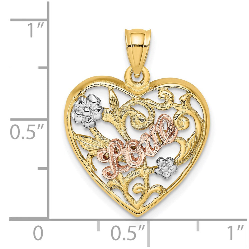 14k Two-tone Gold w/White Rhodium LOVE Heart Charm