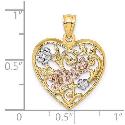 14k Two-tone Gold w/White Rhodium LOVE Heart Charm