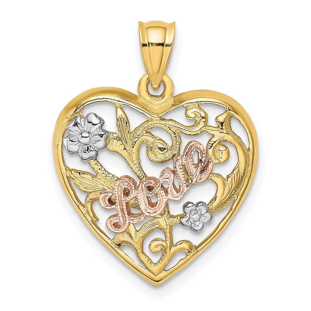 14k Two-tone Gold w/White Rhodium LOVE Heart Charm