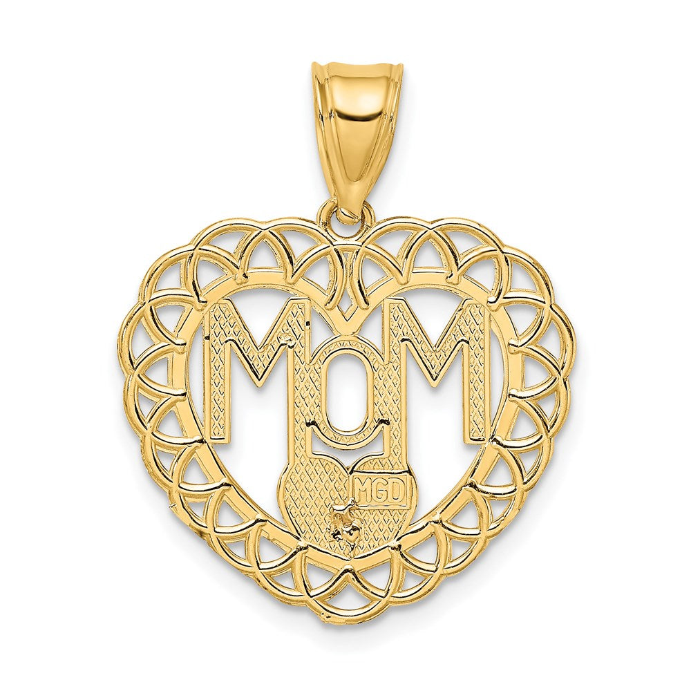 14k Two-tone Gold MOM in Heart Frame Charm