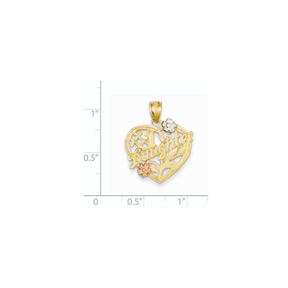 14k Yellow Gold Yellow & Rose Gold w/Rhodium #1 Daughter in Heart Pendant