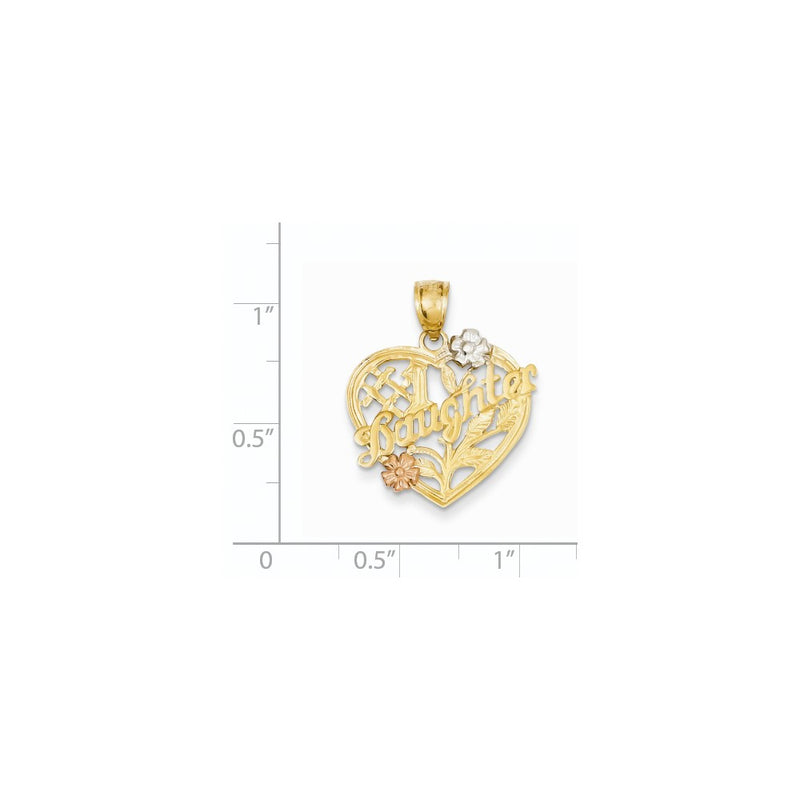 14k Yellow Gold Yellow & Rose Gold w/Rhodium #1 Daughter in Heart Pendant