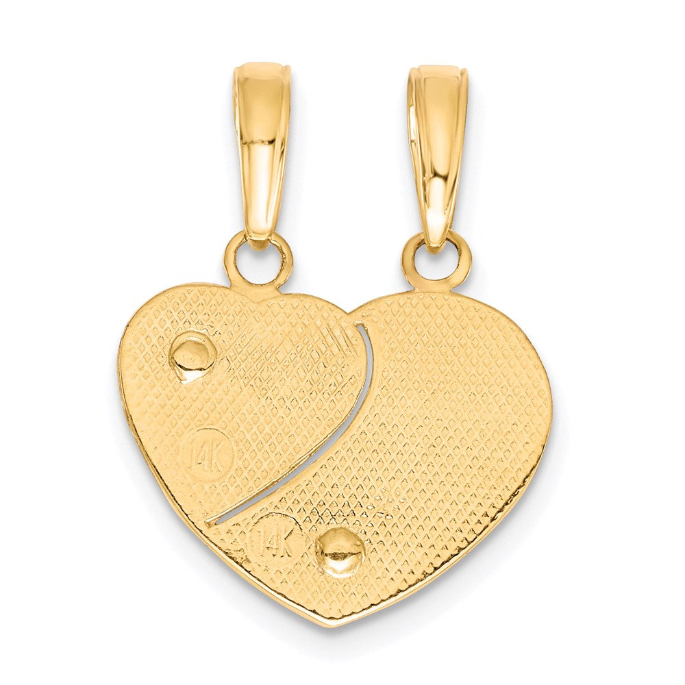 14k Two-tone Gold MOMMY-ME Break-apart Heart Pendant