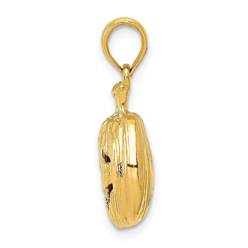 14k Yellow Gold Enameled Inside 3-D Cut-Out Pumpkin Pendant