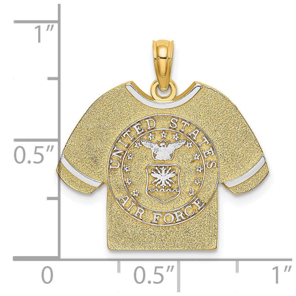14k Yellow & Rhodium Gold w/Rhodium US AIR FORCE T-Shirt Charm