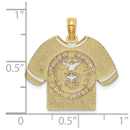 14k Yellow & Rhodium Gold w/Rhodium US AIR FORCE T-Shirt Charm