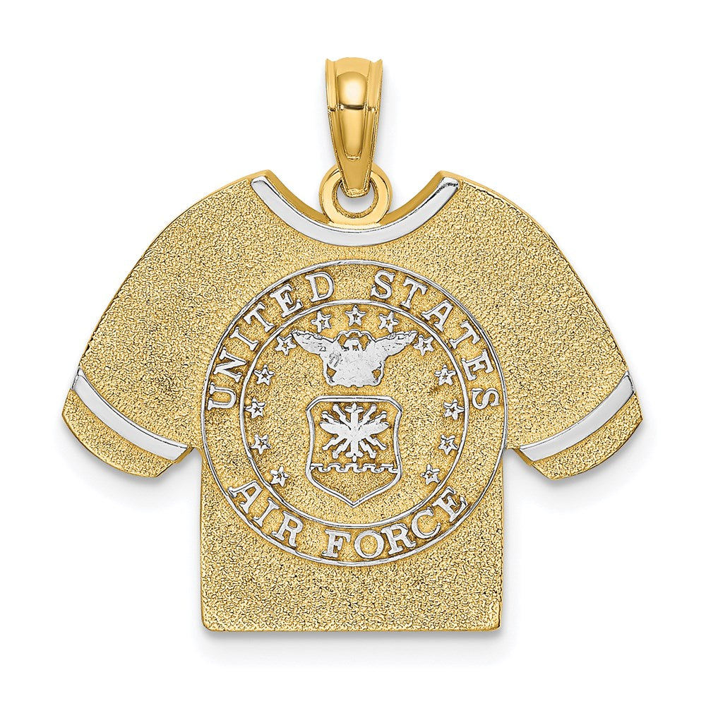 14k Yellow & Rhodium Gold w/Rhodium US AIR FORCE T-Shirt Charm