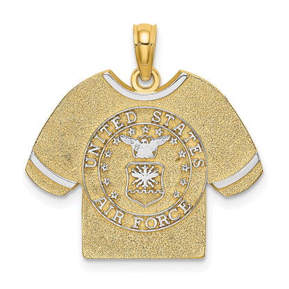14k Yellow & Rhodium Gold w/Rhodium US AIR FORCE T-Shirt Charm