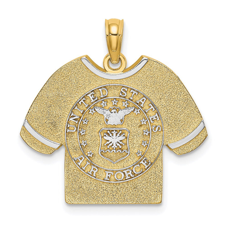 14k Yellow & Rhodium Gold w/Rhodium US AIR FORCE T-Shirt Charm