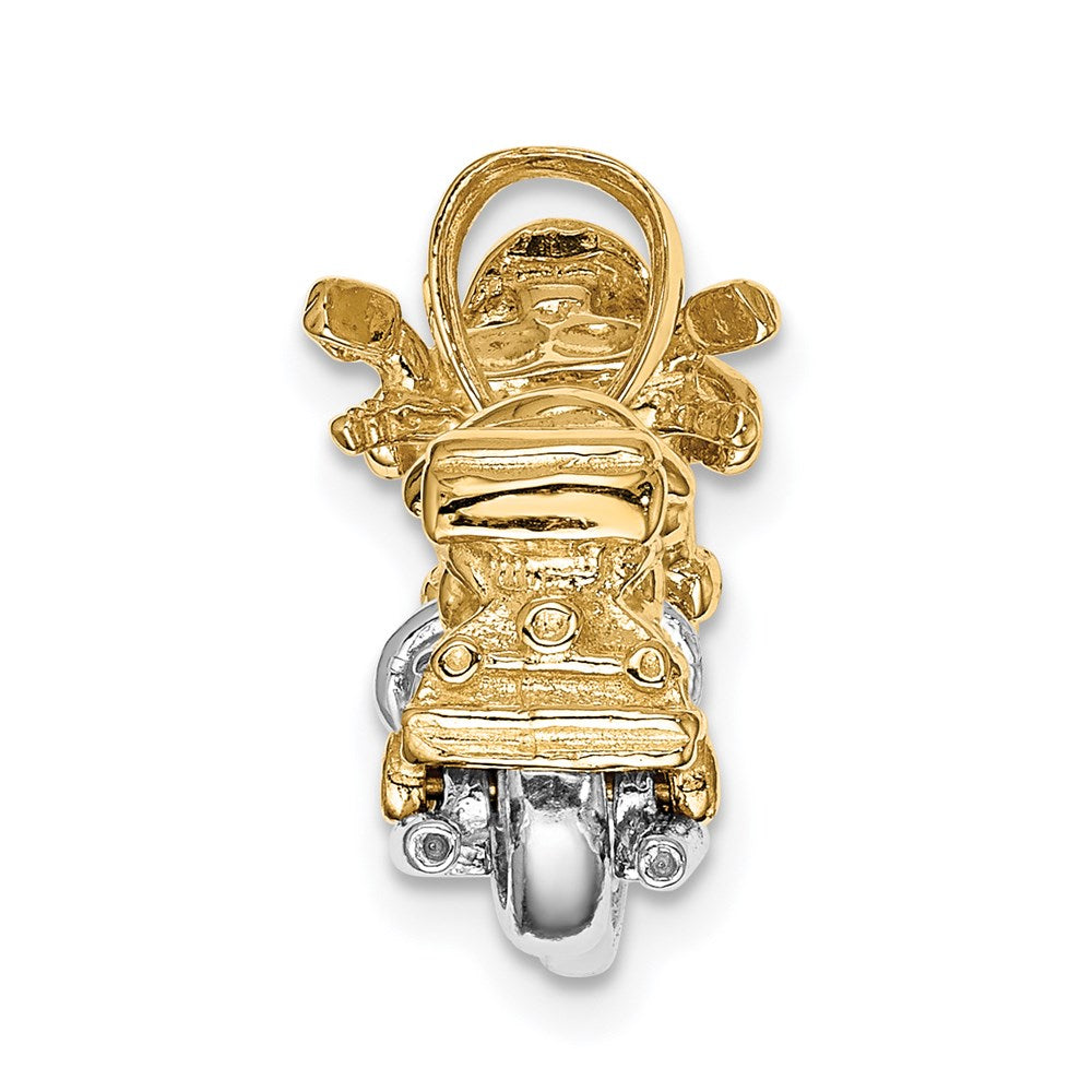 14k Two-tone Gold 3-D Moveable Motorcycle Pendant