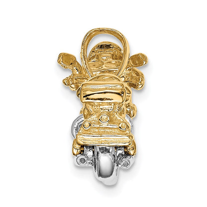 14k Two-tone Gold 3-D Moveable Motorcycle Pendant