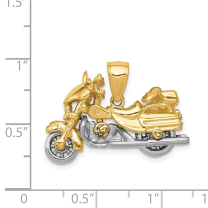 14k Two-tone Gold 3-D Moveable Motorcycle Pendant