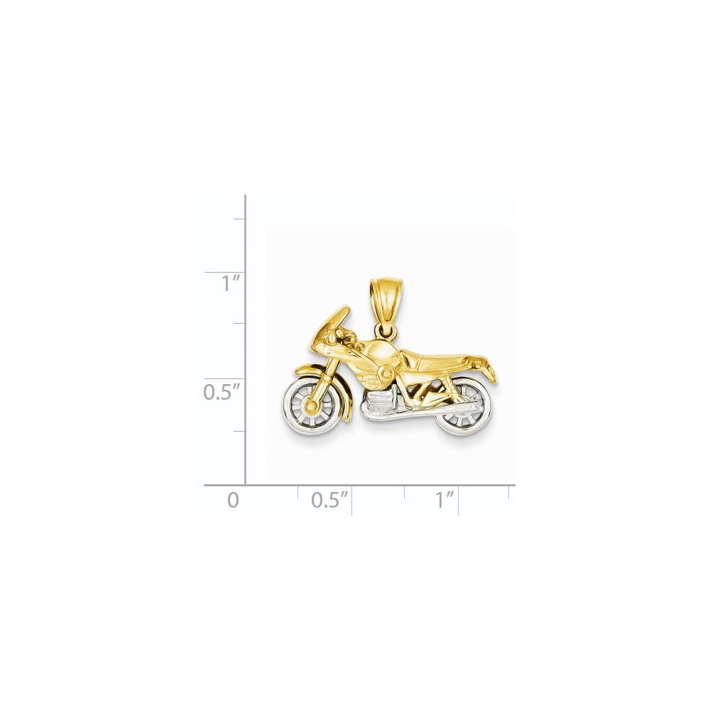 14k Two-tone Gold 3-D Motorcycle Pendant