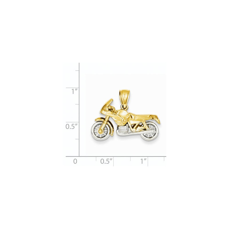 14k Two-tone Gold 3-D Motorcycle Pendant