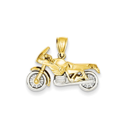 14k Two-tone Gold 3-D Motorcycle Pendant