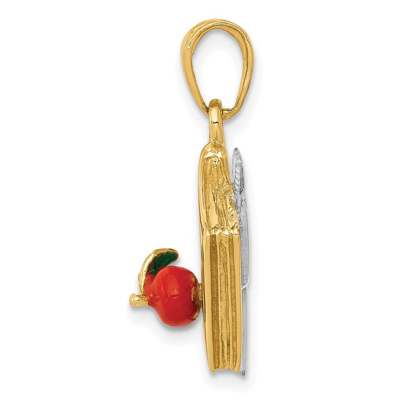 14k Two-tone Gold 3-D Enameled ABC School Book Pendant