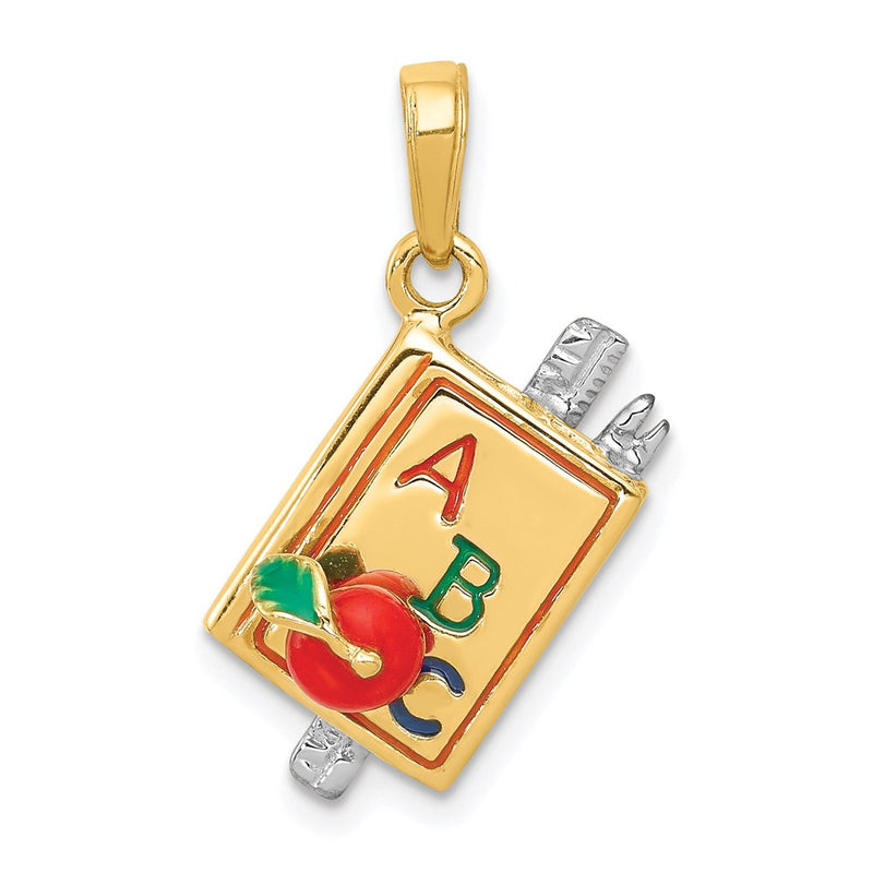 14k Two-tone Gold 3-D Enameled ABC School Book Pendant