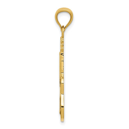 14k Yellow Gold Enameled Guitar Pendant