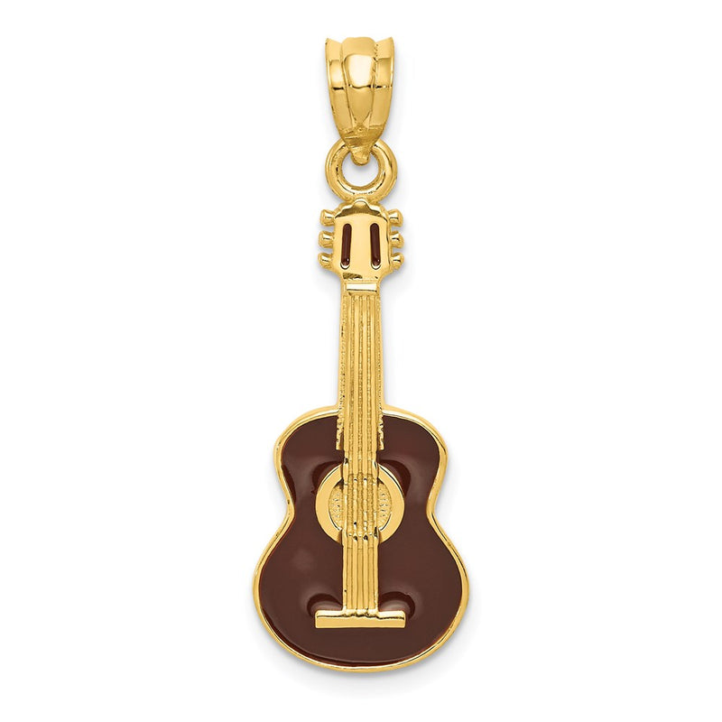 14k Yellow Gold Enameled Guitar Pendant