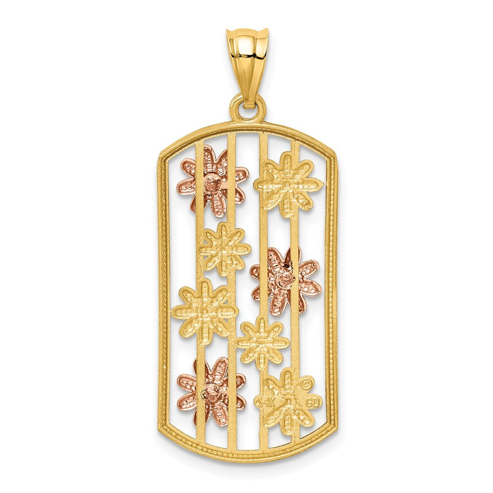 14k Two-tone Gold w/White Rhodium Framed Daisy Pendant