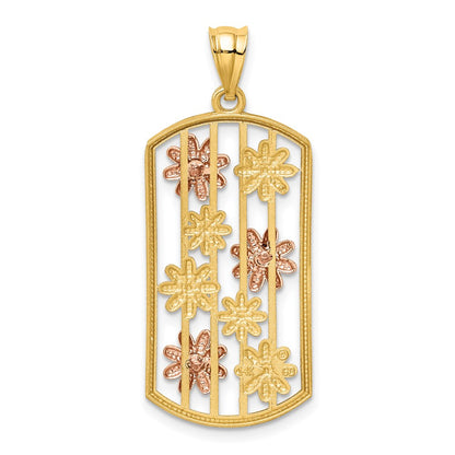 14k Two-tone Gold w/White Rhodium Framed Daisy Pendant