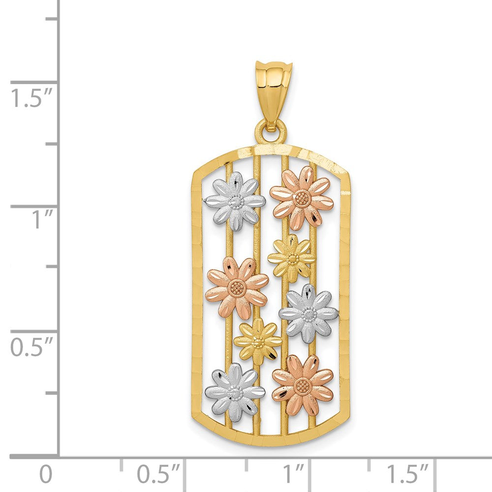 14k Two-tone Gold w/White Rhodium Framed Daisy Pendant
