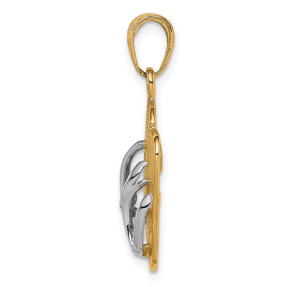 14k Yellow & Rhodium Gold and Rhodium Large Double Flip-Flop Pendant
