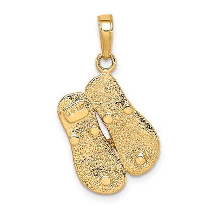 14k Yellow & Rhodium Gold and Rhodium Large Double Flip-Flop Pendant