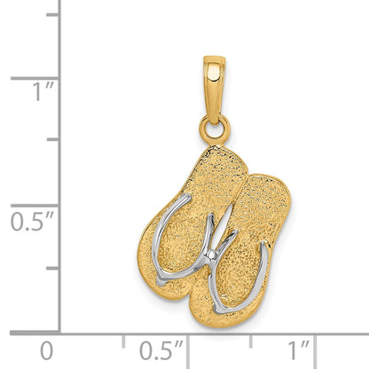 14k Yellow & Rhodium Gold and Rhodium Large Double Flip-Flop Pendant