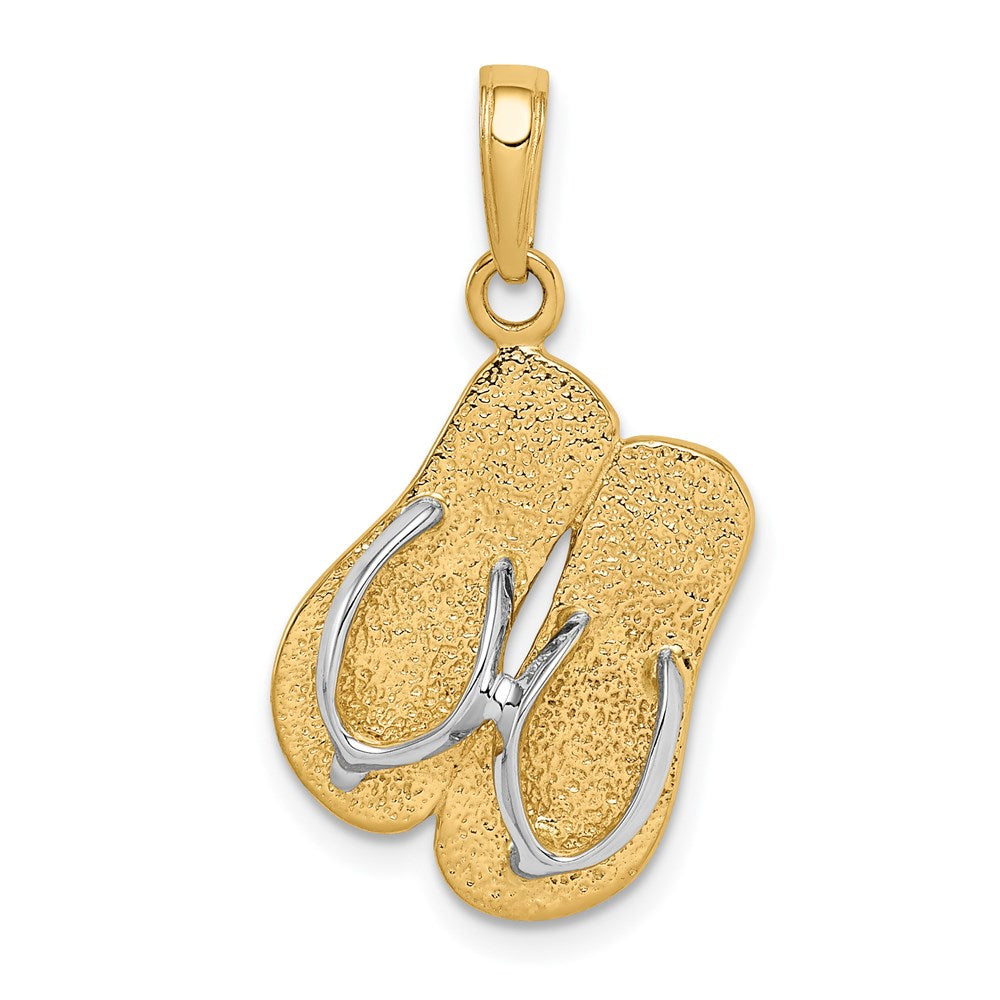 14k Yellow & Rhodium Gold and Rhodium Large Double Flip-Flop Pendant