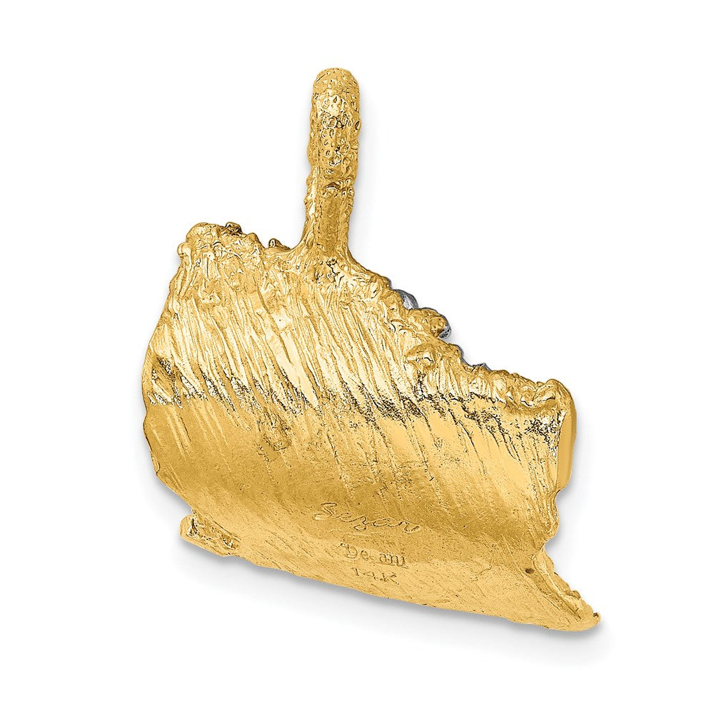 14k Yellow & Rhodium Gold & Rhodium 3-D Surfer In Wave Charm