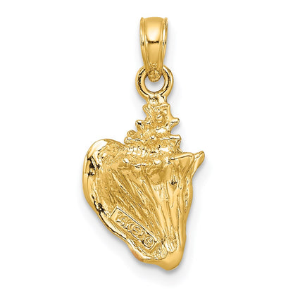 14k Yellow Gold Enameled 3-D Conch Shell Pendant