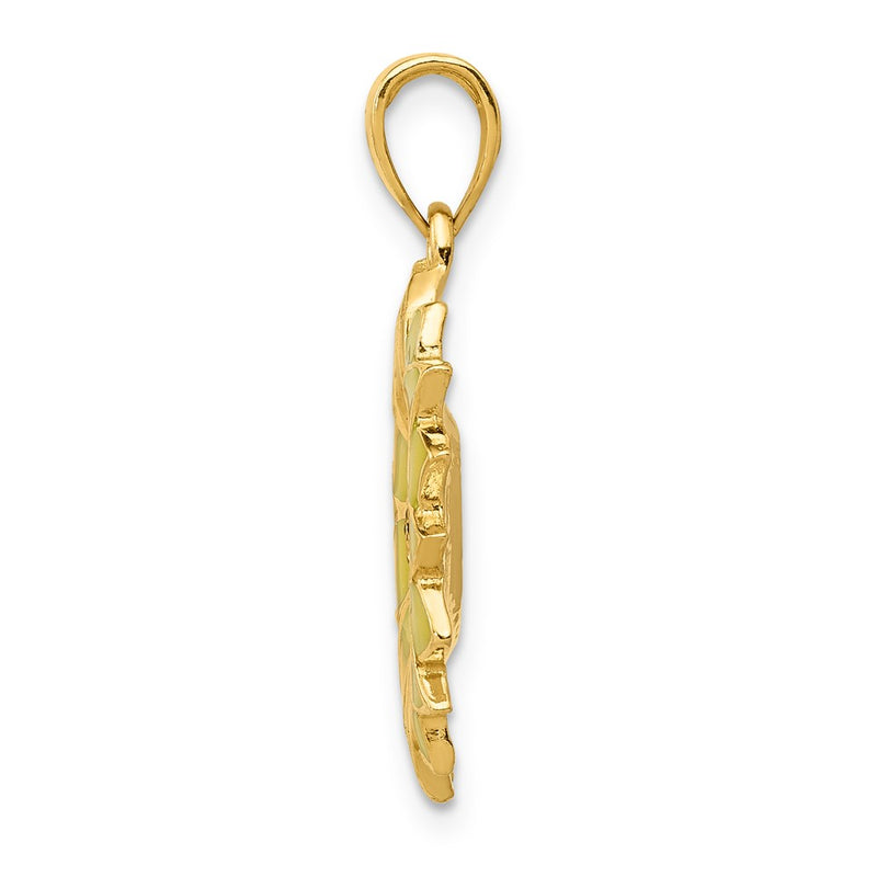 14k Yellow Gold Enameled Yellow Sunflower Pendant