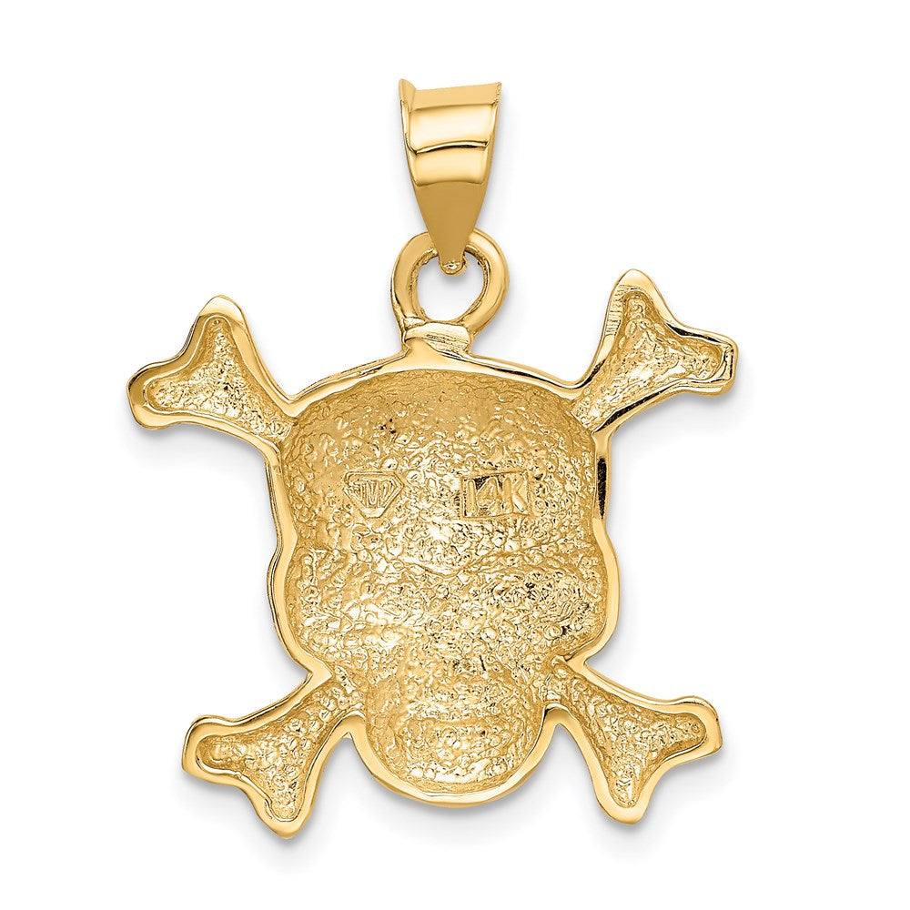 14k Yellow Gold Enameled Skull Pendant