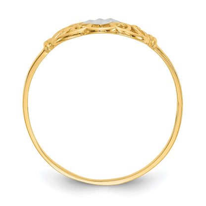 14k Yellow Gold w/Rhodium Filigree Ring