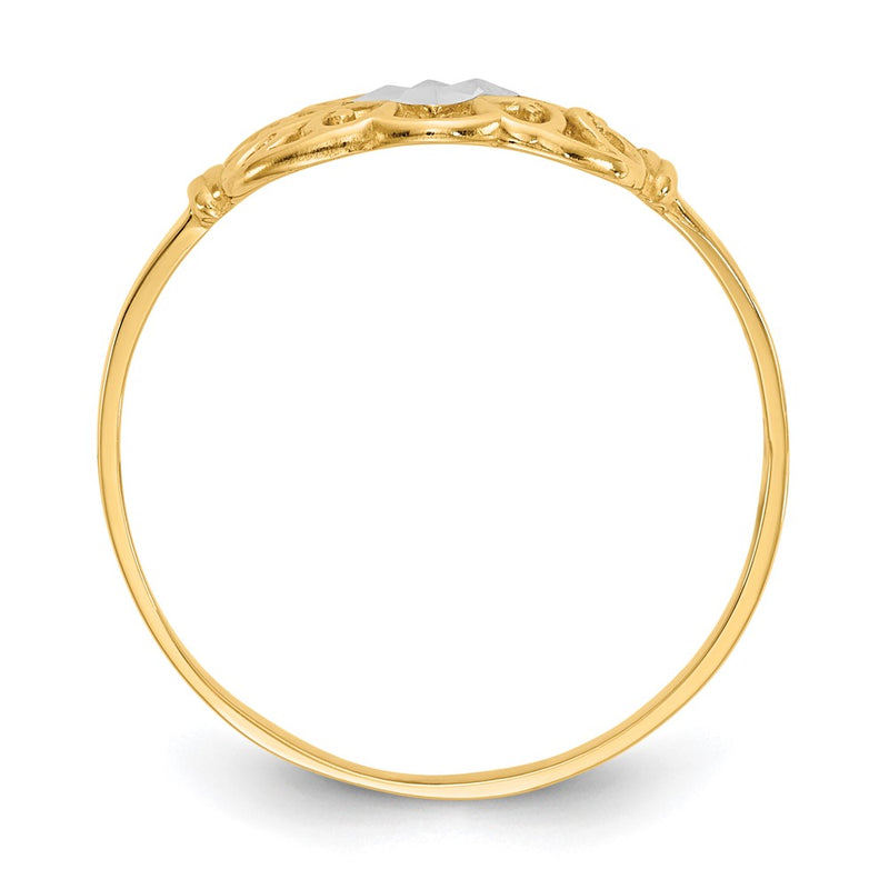 14k Yellow Gold w/Rhodium Filigree Ring